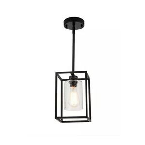 VILUXY Vintage Glass Pendant Light Single Light Metal Cage Hanging Pendant Li...
